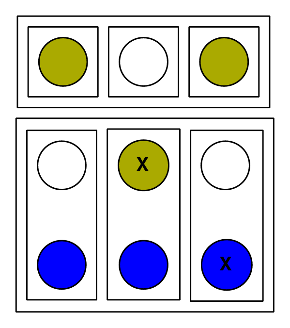 Pick yellow from first, yellow from third